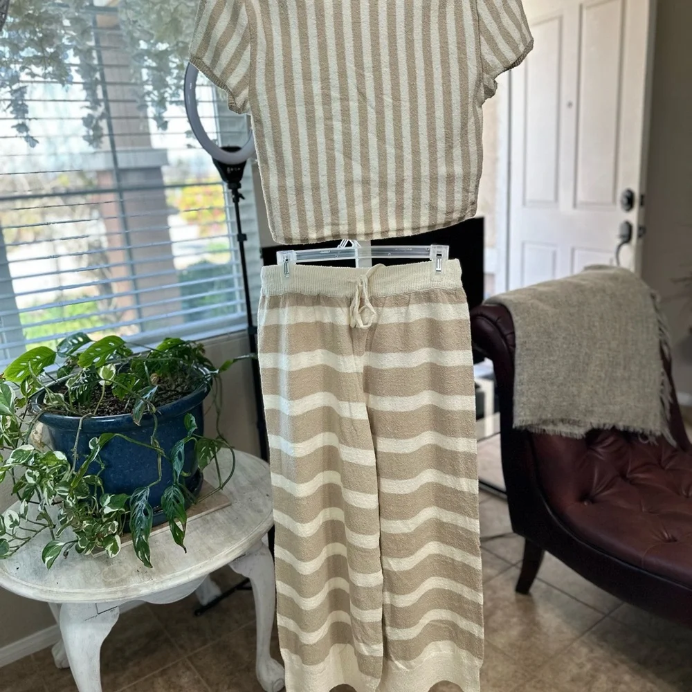 Free People Roberts Stripe Crop Top & Pants Set - Picture 4 of 7